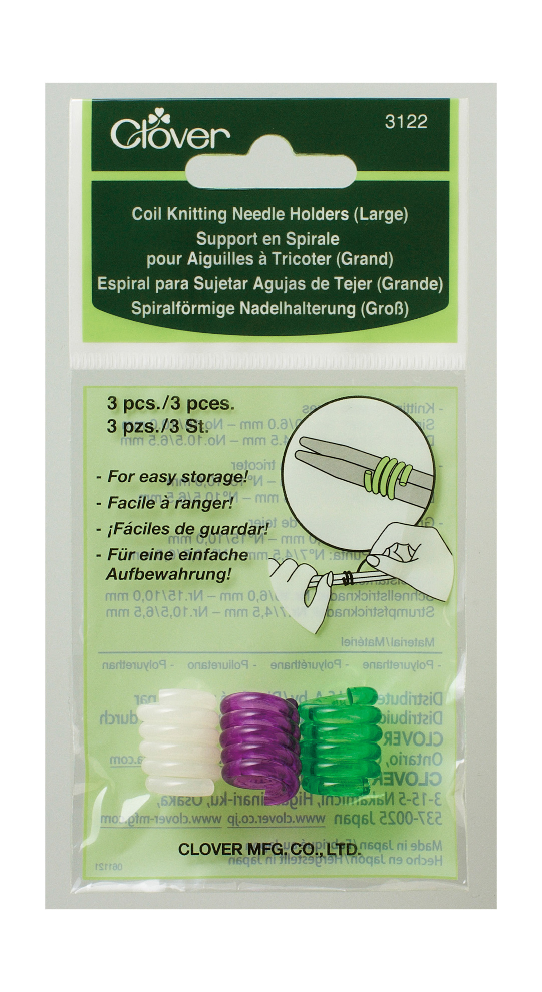 Support Aiguille à Tricoter Clover - Antidérapant Blanc - Lot De 5