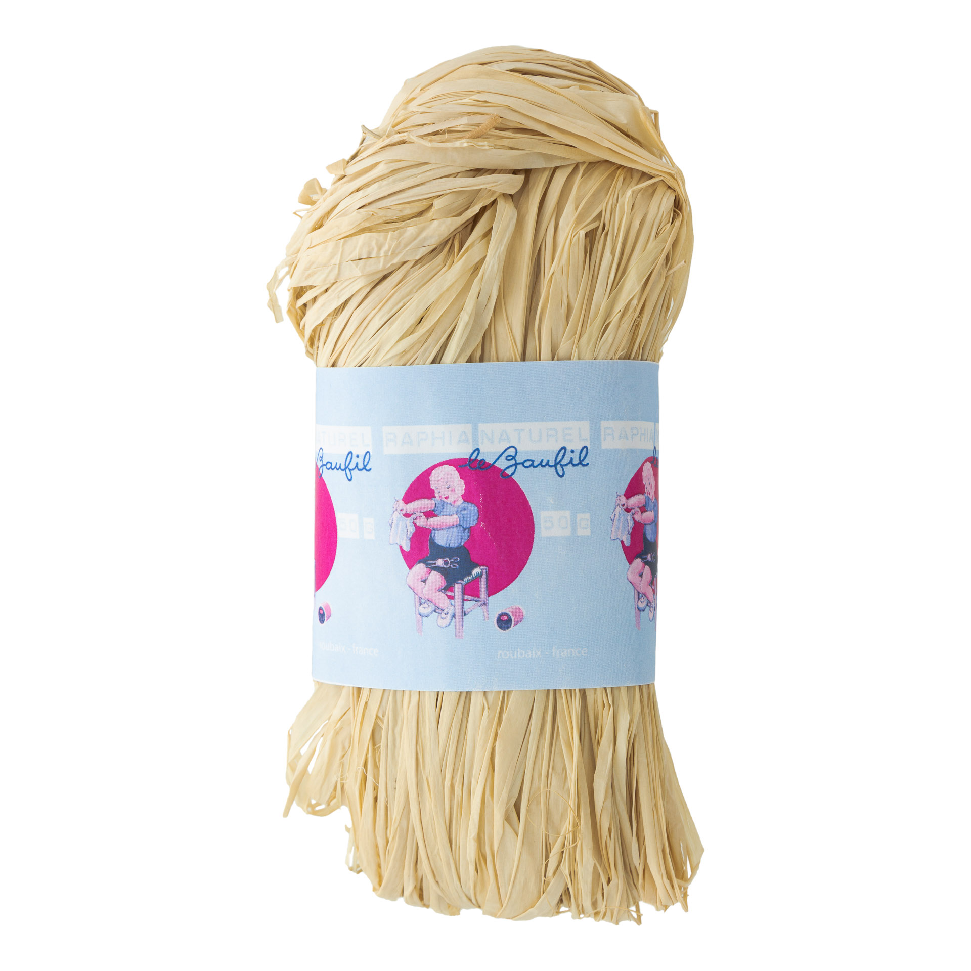 Fil De Raphia Coton Naturel 328 Yards (300m) - Ruban Artisanal Bleu Clair Pour Crochet, Tissage (Neuf)
