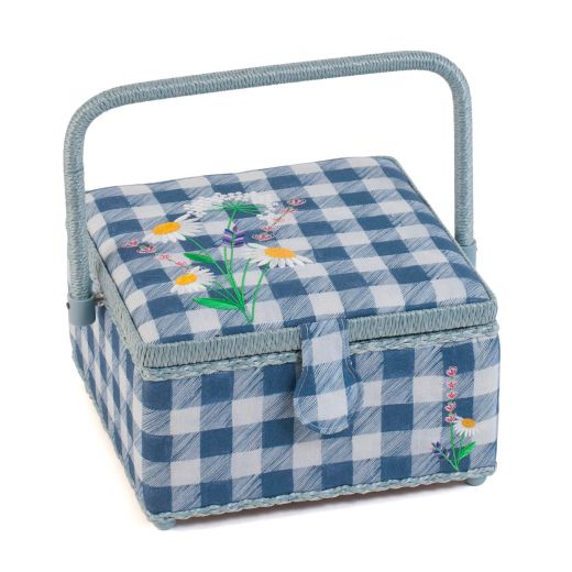 Boîte De Rangement Moyenne Pour Couture – Tissu Imprimé Botanique, Plateau Amovible – 18,5 X 25,5 X 14,5 Cm