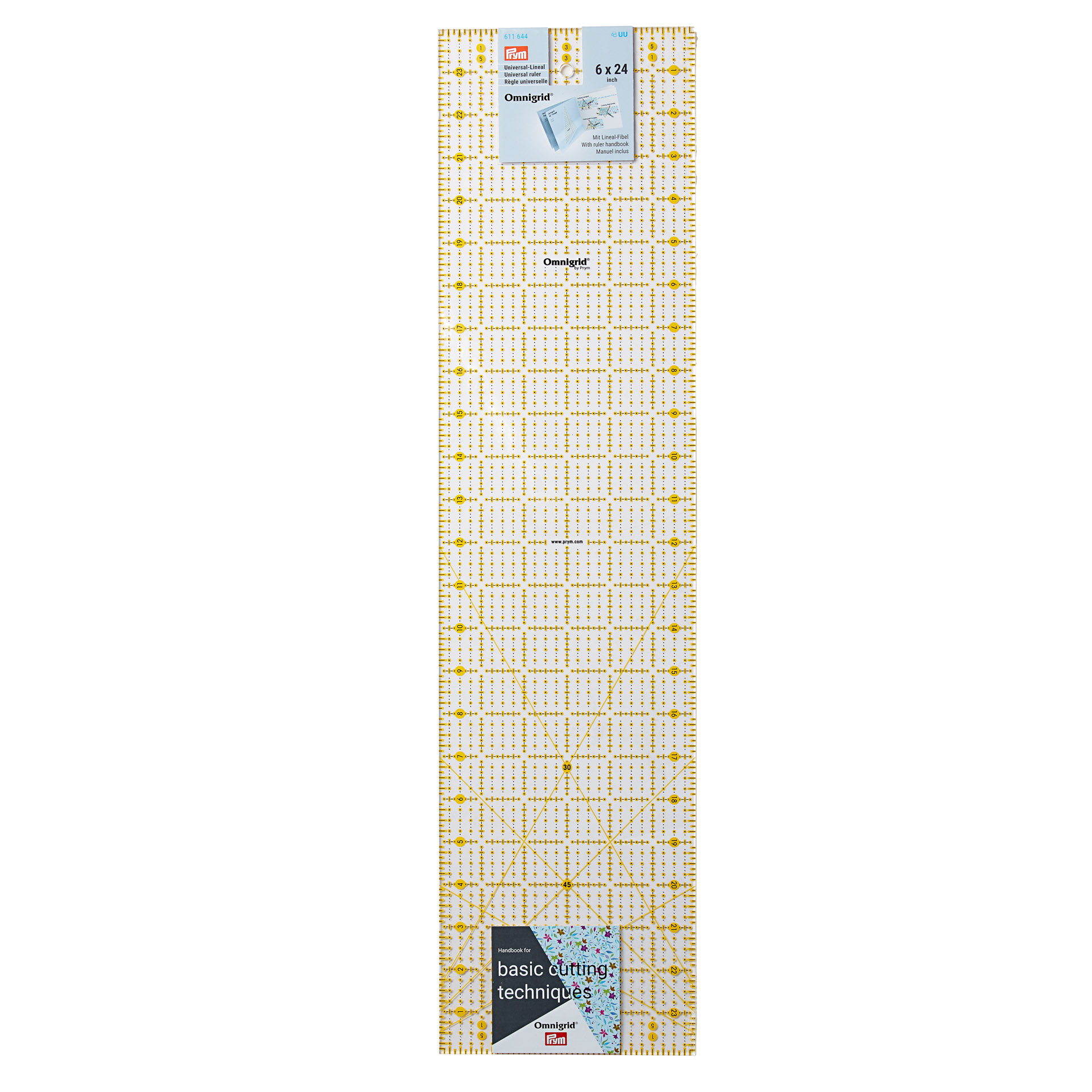 Règle Universelle Prym Omnigrid - 6,5x24 Pouces - Pour Patchwork Et Couture - Marquage Laser Précis - Angles 30/45/60°